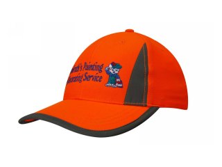 Headwear Professionals - 3029 Luminescencyjna czapka Safety Cap z odblaskowymi wstawkami i lamówką na daszku